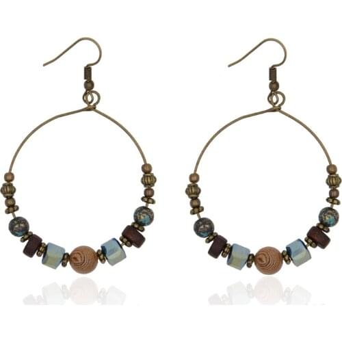 Bohemia Style Beaded Dangle Earrings Women Vintage Fashion Jewelry Accessory