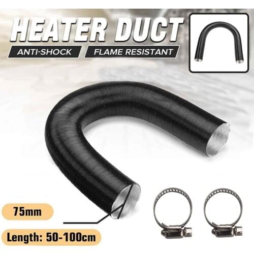 75mm Heater Duct Hose Pipe Air Vent Outlet For Diesel Parking Heater +2 Pcs Hose Clip Hot/Cold Air Ducting For Diesel Heater