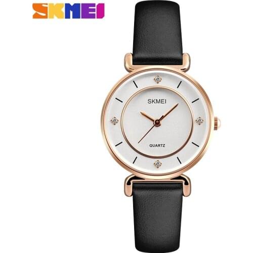 SKMEI 1330 Fashion Leather Strap Women Quartz Watches Casual Waterproof Analog Wristwatches Ladies Watch Relogio Feminino