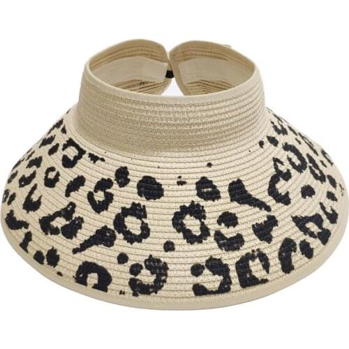 Straw Hat Black Dot Print Fold-able Faux Fur Women Summer Hat for Daily Life