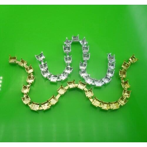 SS30 Fashion costume applique silver & gold empty metal cup claw trims chain for 6mm rhinestones wedding decoration 100yards