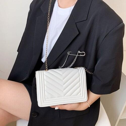 Crossbody Bag Women Handbag Purse Shoulder Bag Female Backpack Chain Fashion 2021 New PU Leather Simple Solid Color Lattice