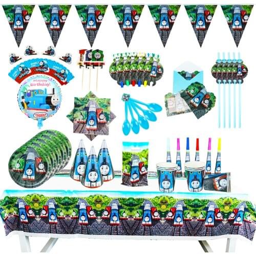 Thomas&Friends Kids Birthday Party Balloon Paper Cups Plates Tablecloth Baby Shower Decorations Disposable Tableware Supplies