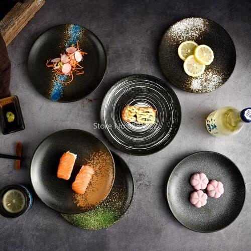 Japanese and Korean Cuisine Ceramic Round Shallow Plate Cake Breakfast Plate Restaurant Tableware Steak Pasta Western Plate