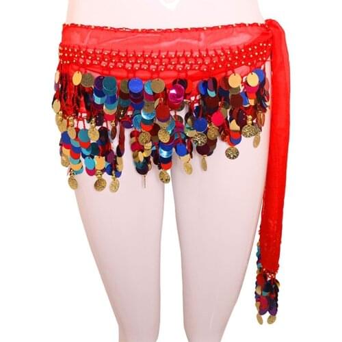 2018 Belly Dance Accessories 1 pc Fashion Colorful Sequins Coins Belt Belly Dance Hip Scarf Skirt Waistband Belts Waist Chain
