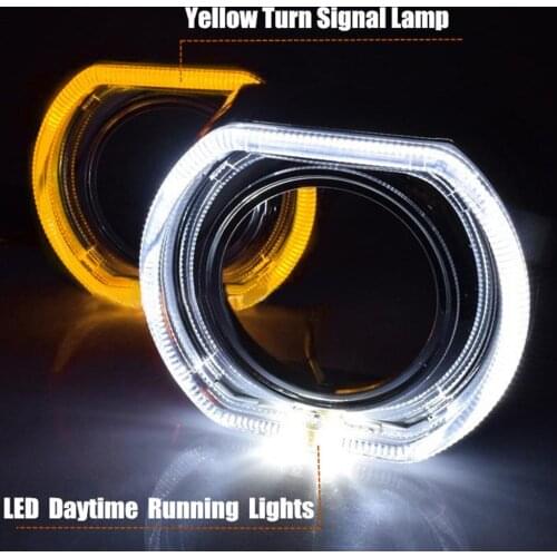 2Pcs 3inch Car Auto LED Headlight Turn Signal Light Projector Lens Shrouds Mask Car Accessories