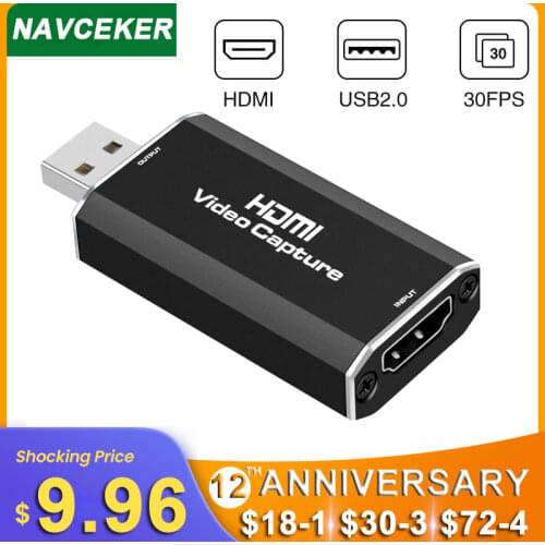 2020 Best Video Capture Card USB 2.0 HDMI Video Grabber Record Box for PS4 Game DVD Camcorder HD Camera Recording Live Streaming