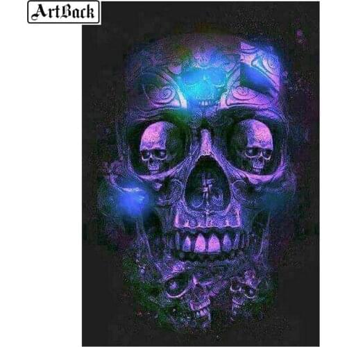 5d diy diamond painting skull purple icon full square diamond mosaic art round diamond embroidery wall sticker