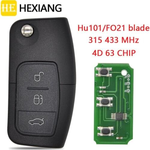 HE Xiang Car Remote Key For Ford Focus Fiesta Fusion C-Max Mondeo Galaxy C-Max S-Max 315/434 Mhz ID60 4D63 Chip Auto Smart Key