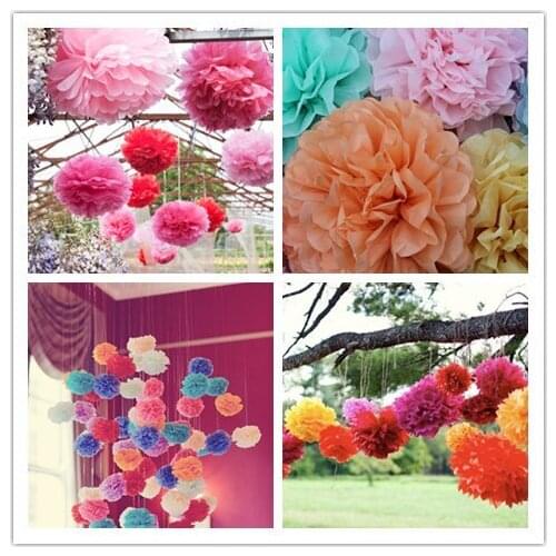 Larger 100 pcs 17'' 43cm Pom Pom Ball Tissue Paper Pom Poms Decorative Flower Home Wedding Birthday Party Wreaths Decorations