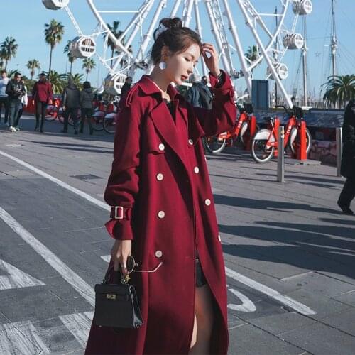 Oversize Autumn Winter Women Trench Long British style Korean Loose Red Double breasted women clothes abrigos mujer 2020 HOT