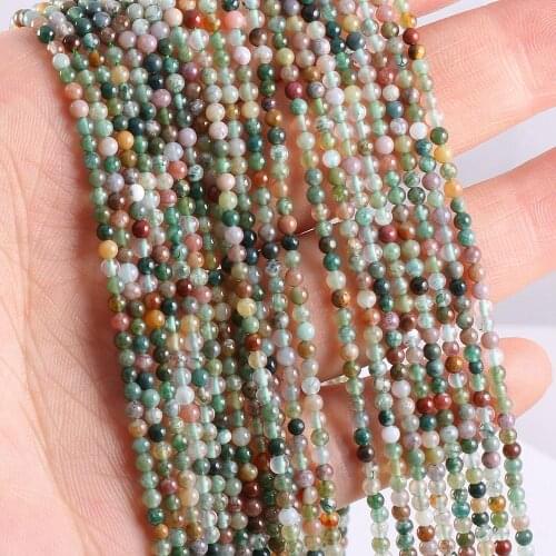 Natural Stone Beads 3&4mm India Agated Loose Hole Beads for Women Jewelry Making DIY Bracelet Necklace