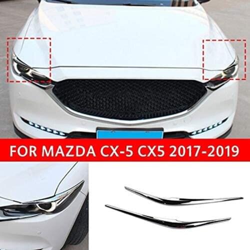 For Mazda Cx-5 Cx5 Kf 2019 2020 Front Headlight Lamp Cover Trim Eyelid Strips Silver