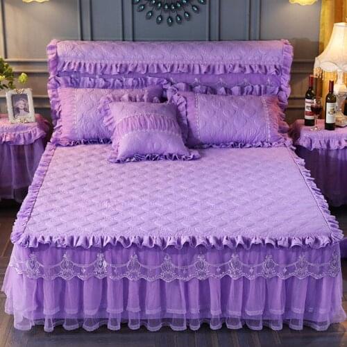 Home Warm Cotton Bed Spreads Thickened King Size Bed Cover Antiskid Bed Cover Lace Bedspreads Queen Size Bed Decoration