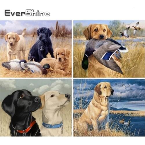 EverShine Painting By Numbers Dog Hand Painted Coloring By Numbers Animals Wall Art Kits Drawing Canvas Decoration For Home