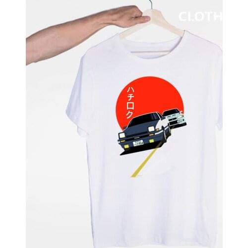 Drift Japanese Anime AE86 Initial D T-shirt O-Neck Short Sleeves Summer Casual Fashion Unisex Men And Women Tshirt