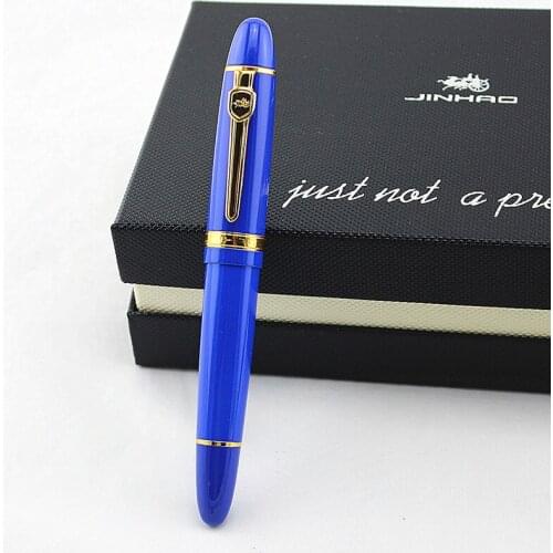 Hot Deluxe Steel Jinhao 159 Blue And Silver Trim Medium Nib Smooth Fountain Pen Colorful Pens