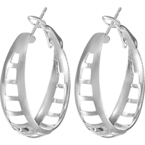 Hainon Silver Color Gold Hoop Earring for Women Hot Sale Fashion Jewelry Wedding Party Lovely Gift 32mm Hollow Large Earring