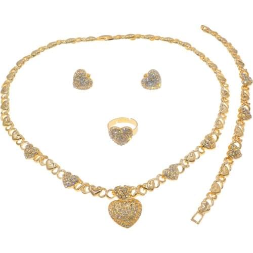 Exquisite I Love You Heart Hugs Kiss Xoxo Jewelry Set Fashion Clothing Exquisite Woman Zircon Jewelry Set X0108
