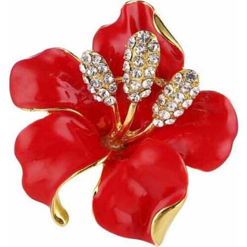 JINGLANG New British Princess Kate Memorial Crystal Brooch High-end Red Flower Brooch For Wedding Party