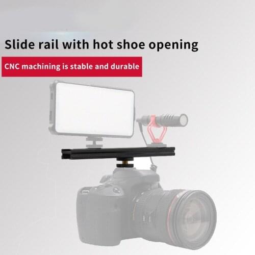 Camera Slide Hot Shoe Cold Shoe Extension Bar Bracket-Metal ESE-10 10cm Slide Microphone Flash Bracket