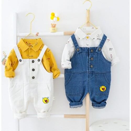 Spring Cute Fashion Handsome Toddler Baby Kid Boy Girl 2PCS Outifit Set Print shirt Pants Clothes Set