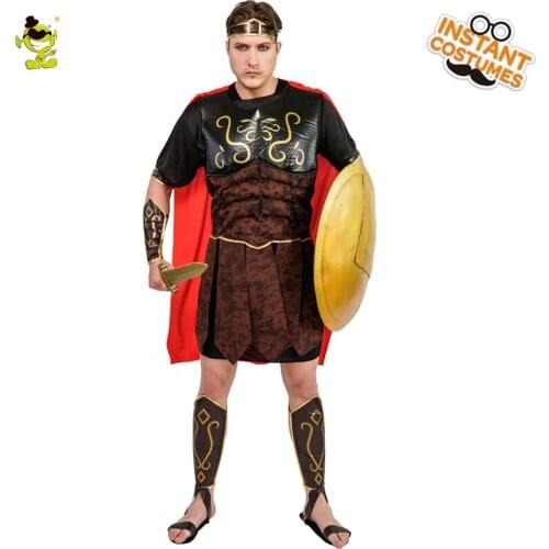 Adult Men Roman Soldier Costume for Halloween Party Fancy Dress Up Purim Cosplay Warrior Outfits for Carnival Males Costumes