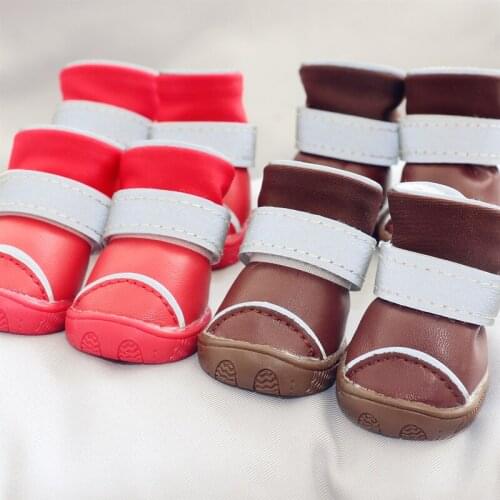 Leather Dog Shoes Winter Pet Boots Warm Puppy Chihuahua Yorkshire Poodle Bichon Pomeranian Schnauzer Small Dog Shoes Antiskid