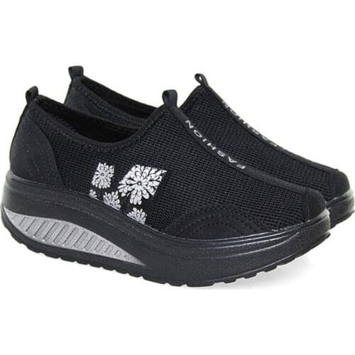 Women Platform Shape Ups Walking Sport Running Slip On Sneaker Shoes Breathable Summer Mesh Casual Sports Shoes