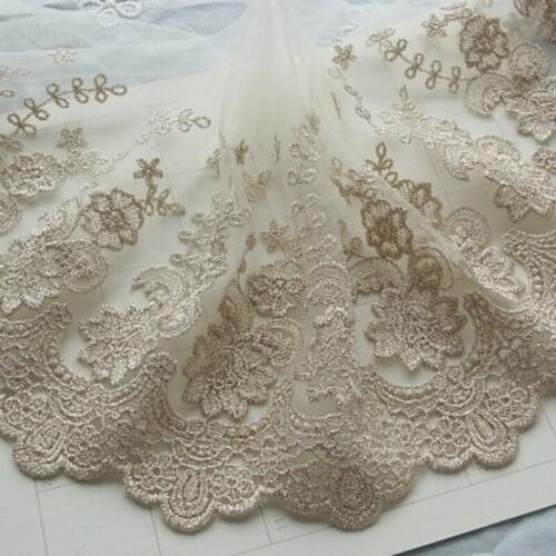 20cm Wide Lace Trimming Gold Wire Embroidery Lace Fabric, DIY Clothing Accessories Dress Edging Material