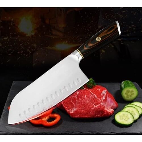 Santoku Kitchen Knives 7.5inch Stainless steel Slicing Chef Knife Chopping Nakiri Cleaver Color Wood Handle Cooking Tools knife