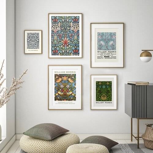 William Morris Abstract Flowers Canvas Art Print Floral Wall Poster Picture Painting for Bedroom Living Room Wall Art Home Decor