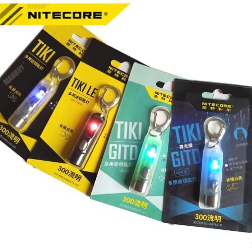 NITECORE TIKI GITD BLUE Mini Futuristic Key Chain LAMP Glow In The Dark Version micro USB Rechargeable Key Light Poket EDC Lamp