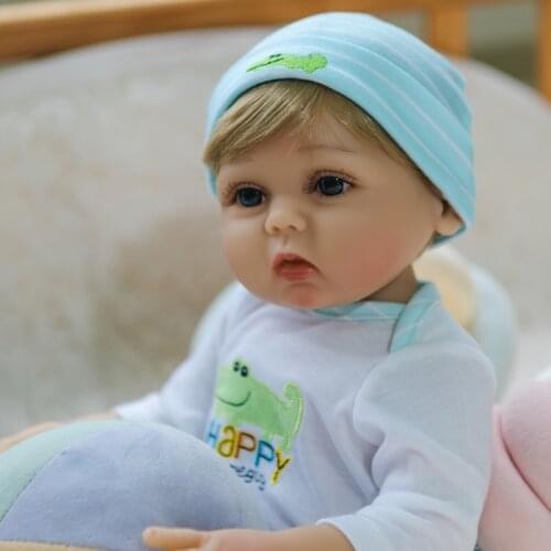 NPK 47CM full body soft silicone reborn baby girl doll flexible soft touch cuddly newborn baby Birthday Gift