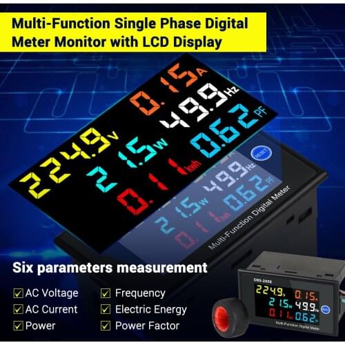 Single Phase Digital Meter LCD Display AC Voltage AC Current Power Frequency Electric Energy Power Factor Measurement Meter