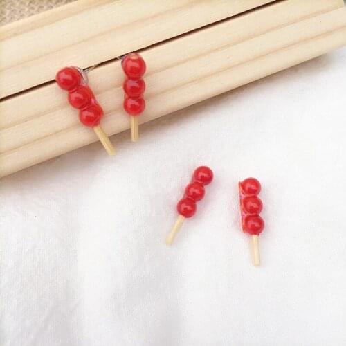 Personality Cute Hand-made Sugar-coated haws Earrings Funny Womens Creative Fashion Simulated Fruit Jewelry Birthday Gifts