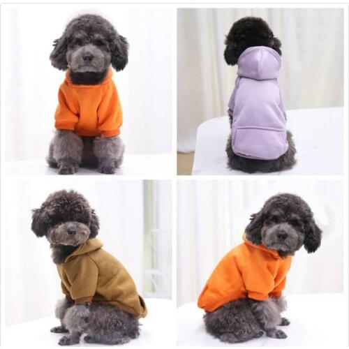 Autumn And Winter Pet Clothes Dog Sweatshirt Plus Velvet Warm Hooded Sweatshirt Small And Medium Cat And Dog Clothes XS-2XL
