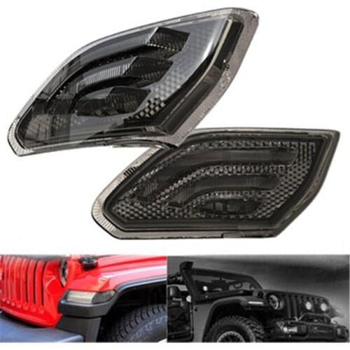 Pair LED Front Fender Side Marker Light Turn Signal Lamp for Jeep Wrangler JL 2018 2019 Auto Car Accessories