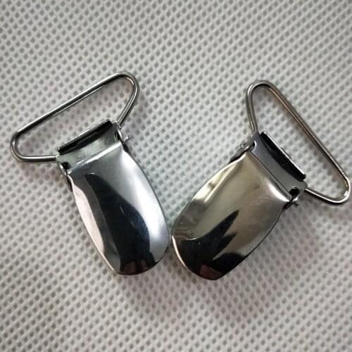 Suspender garment clips Paci Pacifier Ribbon Clips Holder Plastic Insert Nickel-plated Metal clips 25mm 100 pcs/lot