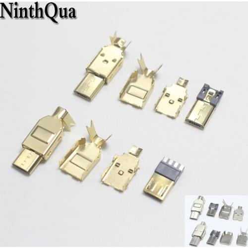 20set 6/8mm Micro USB 5Pin USB2.0 3 in 1 Gold-plated Connector for DIY Repair Wire for Samsung / Sony / Xiaomi / Android Phone