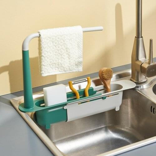 Adjustable Sink Shelf Household Faucet Telescopic Storage Drain Rack Basket Soap Sponge Rag Towel Holder Kitchen Accessorie