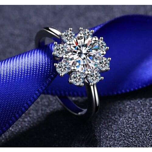 Silver 0.8 Carat Excellent Cut Snowflake Diamond Test Passed D Color High Clarity Moissanite Engagement Ring Silver 925 Jewelry