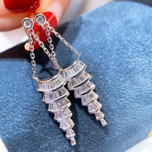 Bohe 925 sterling silver Dangle Earring Jewelry skirt shape Lab Diamond Party Wedding Drop Earrings for Women Bridal Gift