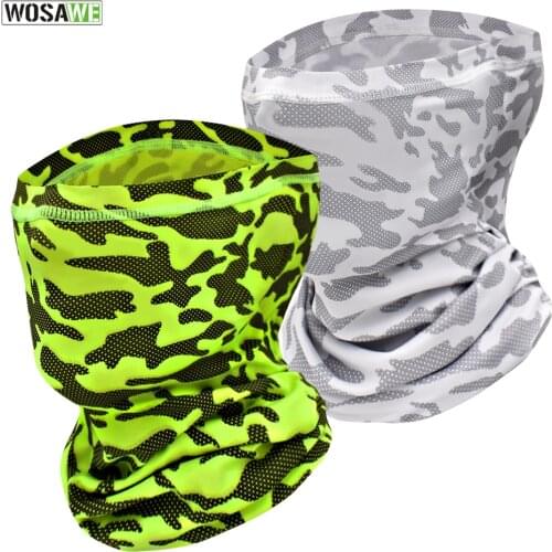 WOSAWE 2pc Camo Neck Gaiter Cover Face Tube Military Cycling Hunting Mask Airsoft Fishing Tactical Bandana Riding Scarf Men