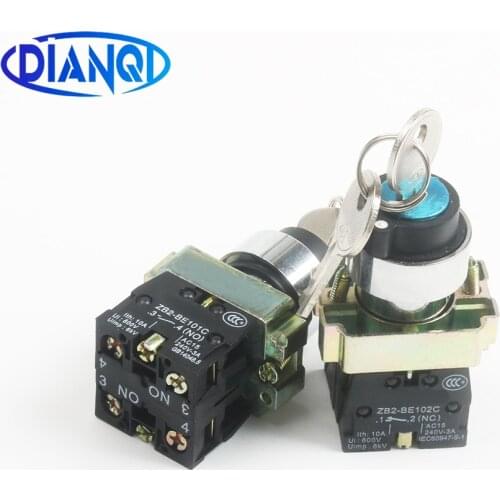 XB2-BG21/25/33/41/45/65/73 1NO/1NO1NC/2NO 2/3 position key operated selector push button switch Momentary/Reset Latching/Locking