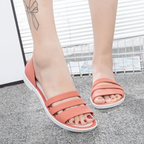 2021 Summer New Style Sandals Women Flat Beach Shoes Seaside Plastic Sandals Fashion Crystal Jelly Shoes Women Summer