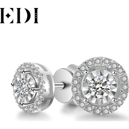 EDI Classic 0.28ttw Round Cut Natural Diamond Soild 14k White Gold Wedding Earrings For Women Fine Jewelry