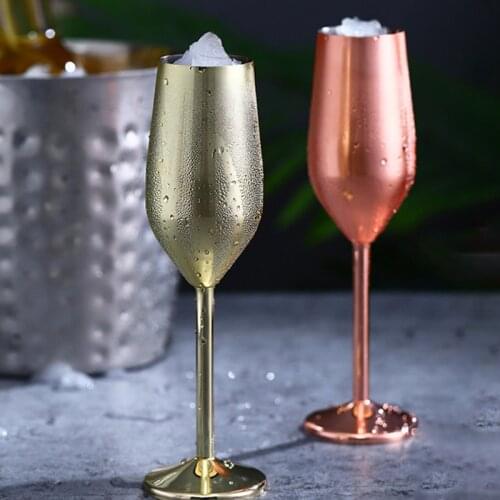 Golden Silver Champagne Cups Stainless Steel Wine Glasses Champagne Flutes Goblet Juice Drink Wine Party Barware Tools 18oz
