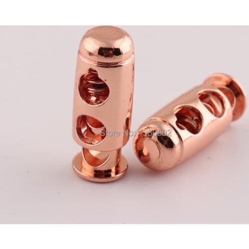 10pcs/lot Cord End Adjuster Stopper Rose Gold Color Double Barrel Toggle Cord Lock Cord Locks Spring Buckle for Mask garment hat