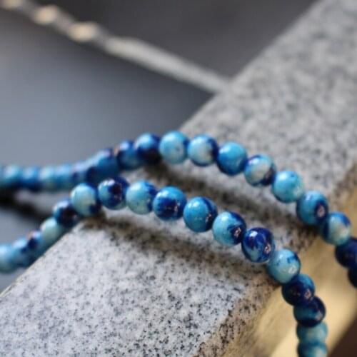 15.5"/Strand 6mm 8mm Synthetic Stone beads Dyed blue dot Color for jewelry making